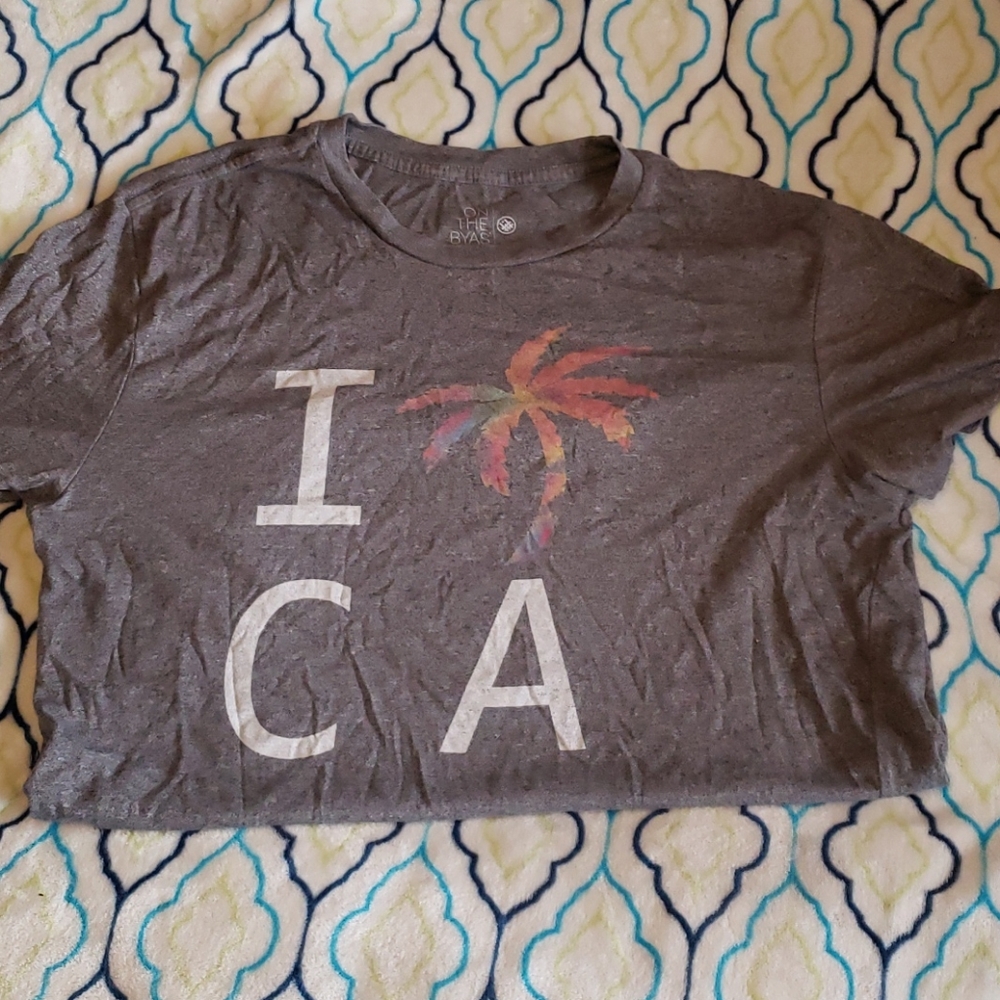 On the byas gray short sleeve shirt.   Size L